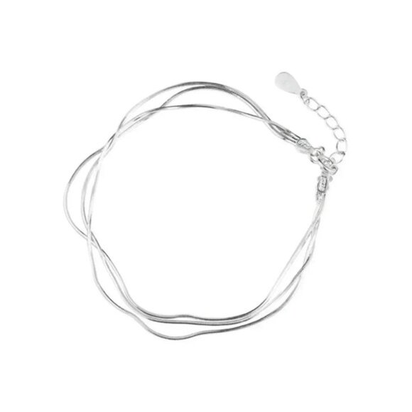 925 Sterling Silver Dainty Multi Layer Snakechain Bracelet Thin Shiny Bracelet - Picture 7 of 7